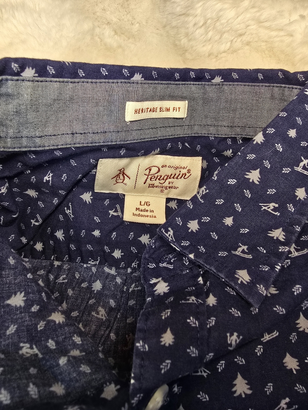 Penguin Ski Slope Mens Button Down Shprt Sleeve Shirt